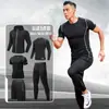 Conjunto Esportivo Masculino para Corrida, Academia, Roupas de Compressão, Secagem Rápida, Outono/Inverno, Corrida Noturna, Conjunto de Treino de Basquete 801 Conjunto de Cinco Peças