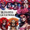 Nuevo Producto Transfronterizo 16 Piezas Día de Muertos Calaveras Creativas Flores Señoras Fiesta en el Patio Colgantes de Decoración de Madera