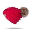 Gorro de tricô masculino e feminino de inverno com pompom, gorro de tricô com forro de pelúcia, gorro de lã quente para atividades ao ar livre, gorro quente de exportação
