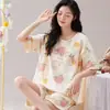 Pijama de Verão Desenho Animado Fofo Transfronteiriço Feminino Estilo Ins Conjunto de Manga Curta Roupa Externa Solta Feminina Roupas de Casa