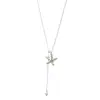 Collar Minimalista de Estrella Plateada Deslizante para Mujer, Diseño de Nicho de Lujo Ligero, Cadena para Clavícula, Accesorio Largo Versátil y Elegante