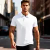 Camisa tipo polo de verano para hombre, corte slim, con solapa, color liso, casual de negocios, manga corta, moda para hombre, top transpirable