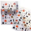 Serie de Halloween Fantasma Dibujo Animado Patrones Pequeños Pegatinas Decorativas Calabaza Linterna Divertida Gato Negro Diario Pegatinas para Uñas