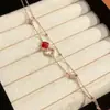 Pulsera Original Doble Trébol de Cuatro Hojas para Mujer Plata de Ley 925 Nicho Mori Entrada Lujo Nuevo Jade Chino Pulsera de Ágata Roja Ins