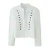 Chaqueta de moda popular europea y americana para mujer en AliExpress INS, de cuello alto, multicolor, bordada, con botones