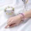 Pulsera de tubo curvo de cristal natural, pulsera de múltiples cuentas de cristal rosa, joyería con diseño de tubo curvo de sonrisa, venta al por mayor y exclusiva para transmisiones en vivo