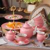 Juego de Té de la Tarde estilo Británico de Alta Gama Exquisito Juego de Café Lujo Ligero Calado Hogareño Taza y Plato de Café de Porcelana Fina