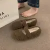 Novedad Otoño/Invierno 2026 Mocasines de Mujer sin Cordones con Forro de Felpa, Zapatos Planos Cálidos de Punta Cuadrada con Ribete de Piel