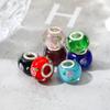 Cuentas sueltas con forma de flor interior de Qiyuyuan, con esmalte de colores y puntos, con agujeros grandes, accesorios de joyería hechos a mano para bricolaje, pulseras Panjia, accesorios al por mayor