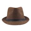 Sombrero de Jazz Rizado Juvenil de Verano Tejido de Papel de Paja Sombrero de Paja Transpirable Sombrero de Copa con Cinta Negra Protección Solar Sombrero de Anciano