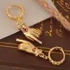 Pendientes Geométricos de Moda Transfronterizos Hebilla para Oreja Chapado en Cobre Oro Real Gota de Aceite Zirconia Ojo de Dedo Pendientes Colgantes para Mujer