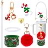 Cubierta de Silicona para Vaso Stanley Navideña Transfronteriza, Cuerda de Correa de Corazón para Taza, Set Combinado con Colgante de Árbol de Navidad y Muñeco de Nieve