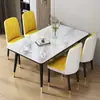 Mesa de comedor para apartamentos pequeños, mesa moderna minimalista, juego de mesa y sillas de comedor nórdicas de lujo ligero para 4-6 personas, mesa de comedor rectangular
