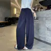 Calças de linho natural para mulheres, estilo fino de verão, com caimento fluido, estilo old money, calças casuais retas para terno, calças de perna larga de algodão linho Tencel
