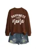 La felicidad es ser sudadera casual suelta simple para mujer de comercio exterior transfronterizo de la lista de deseos de Amazon en stock