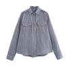 Outono 2024 Novo Estilo Europeu e Americano Moda Temperamento Simples All-match Design Sense Manga Longa Lapela Casual Camisa Xadrez