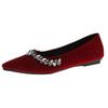Zapatos de Boda Planos con Pedrería de Estilo Francés para Mujer, Primavera 2025, Punta Afilada, Slip-On, Bajos, Casuales