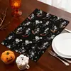 Serie de Halloween Transfronteriza Tela Cuadros Manteles Individuales, Manteles Individuales, Sala de Estar, Mesa de Comedor Occidental, Decoración de Cafetería, Aislamiento Térmico Personalización