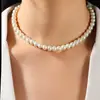 Elegante y de Moda Collar de Suéter Largo en Capas de Perlas para Mujer, Multicapa, Alto Brillo, Exquisito Gargantilla Marinera
