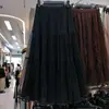 Falda de Gasa con Lentejuelas Nueva Otoño e Invierno 2025 Falda Plisada de Malla de Cintura Alta Delgado de Longitud Media Estilo Pastel de Hada