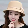 Chapéu Feminino Coreano Novo Outono Chapéu Britânico Chapéu de Lã Chapéu de Pescador Coreia do Sul Estudante Chapéu de Bacia de Inverno Chapéu Pequeno Topper
