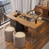Mesa de Té de Madera Maciza Estilo Chino Nuevo Un Juego de Mesa de Té de Tronco Simple para Balcón de Hogar Combinación de Mesa y Sillas para Apartamento Pequeño