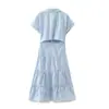 Vestido Chemise Feminino de Verão 2024 Estilo Europeu e Americano com Bordado Vazado 3439
