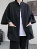 Nueva camisa de lino de manga corta para hombre estilo chino, túnica larga Hanfu de verano para hombre estilo República de China, ropa exterior, traje Zhongshan, traje Tang y chaqueta