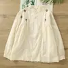 Camisa de Encaje Bordado con Cuello Alto de Algodón Puro para Mujer, Estilo Artístico y Femenino, Otoño e Invierno, Juvenil, Dulce, Versátil, Corte Holgado, Camiseta Interior