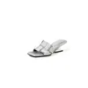 Sandalias de Tacón Alto con Tira Abierta Tejidas Chuyuji Estilo Francés Chanclas de Verano para Mujer para Exteriores