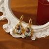 Artesanía de Pintura al Óleo Esmaltada Vintage Pendientes de Perla de Agua Dulce Estilo de la Corte Europea Pendientes Artísticos Pendientes Versátiles
