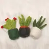 Estilo Ins Feltro de Lã Fofo Cacto 3D Pequeno em Vaso Ornamento de Planta Verde Acessório de Chaveiro de Feltro de Lã