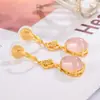 Nuevos Pendientes Colgantes de Calcedonia Estilo Chino Plato para Incienso de Mosquito Clip para Oreja Sin Agujeros en las Orejas Pendientes Antiguos Hermosos Combinan con Todo Elegante Elegante
