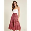Nueva Falda Floral 2026 para Mujer, Falda de Cintura Alta Corte A, Falda de Paraguas Estampada Estilo Bohemio, Falda Retro Europea y Americana