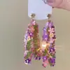 Pendientes de Borlas con Cuentas de Flores Coloridas Estilo Vacaciones de Verano, Dulce Estilo Bosque Nuevo Modelo 2026, Pendientes de Personalidad Frescos y Únicos