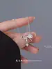 Collar de Cobre Blanco Ojo de Gato con Lazo Nueva Moda Lujo Ligero Estilo Dulce Colgante en Forma de Corazón Cadena para Clavícula Regalo de Vacaciones