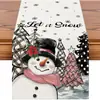 Navidad Santa Claus Americano Muñeco de Nieve Camino de Mesa Mantel de Lino Estampado Camino de Mesa Decoración Navideña Tela para Camino de Mesa Bandera de Mesa de Café