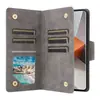 Funda de Cuero para Teléfono con Hebilla de Remache y Cremallera, Modelo Adecuado para Redmi Note 14 Pro Note 13 5G/K60U con Ranura para Tarjetas