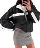 Chaqueta corta de color caqui con cuello alto, nuevo diseño de otoño, con colores contrastantes, corte holgado, un look sofisticado y elegante, y versátil para varios atuendos