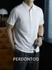 "Estilo Minimalista Sem Estampa" Camisa Polo Meio Aberta de Linho Lyocell Masculina de Verão Seca e Respirável Camiseta de Manga Curta