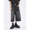Jeans de Pierna Ancha Estilo Americano High Street para Hombre Verano Vintage Lavado Pantalones Rectos Sueltos Pantalones Cortos para Hombre