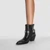Botines Estilo Western Tacón Grueso Punta Fina Botas Amazon Negras Botas de Moda para Adulto Hechas a Medida Microfibra Mujer Tacones Súper Altos Europeos y Americanos