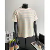 Camiseta de Manga Corta con Rayas de Contraste Estilo Americano para Hombre 2025 Verano Nueva Marca de Moda Casual Versátil Top Unisex de Media Manga
