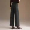 Pantalones de lana holgados adelgazantes de cintura alta de nueve puntos bootcut para mujer 2026 Otoño/Invierno Nueva Llegada Pantalones de pierna ancha rectos ajustados con caída