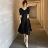 Vestido de Noche Negro Estilo Francés para Mujer, de Alta Gama, Elegante y Lujoso
