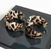 Moda de moda Estilo Europeo y Americano Exagerado Estampado de Leopardo Aro en C Elegante Moda Personalidad Creativa Otoño e Invierno Pendientes de Gama Alta