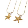 Joyería Transfronteriza Europea y Americana Elemento Marino Colgante de Collar de Estrella de Mar Collar para Mujer Versátil Cadena para Clavícula de Acero Inoxidable