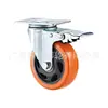 Ruedas Planas para Carros de Fabricante, Ruedas Industriales, Ruedas Universales de Polipropileno Naranja de Tamaño Mediano con Freno E18
