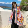 Chal de Estilo Étnico para Verano Mujer 2026 Nuevo Estilo Viaje a Yunnan Protección Solar Bufanda de Seda con Borlas Toalla de Playa