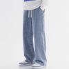 Calça Jeans Azul Clara para Homens, Verão, Adolescentes, Reta, Solta, Perna Larga, Novo Estilo, Calças Compridas para Meninos, Primavera e Outono Masculino